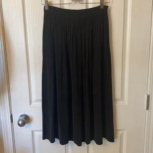 Black Silk Midi Skirt